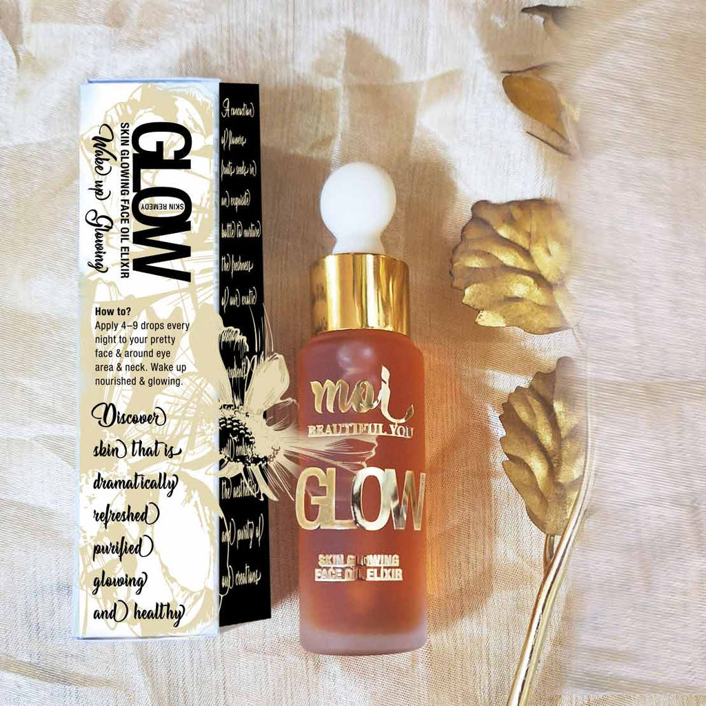 Glow glowing skin face elixir facial oil no marks dark circles